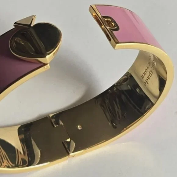 💕💕LOW START💕💕kate spade Pink and Gold Spade Accent Bangle Bracelet - Picture 5 of 8